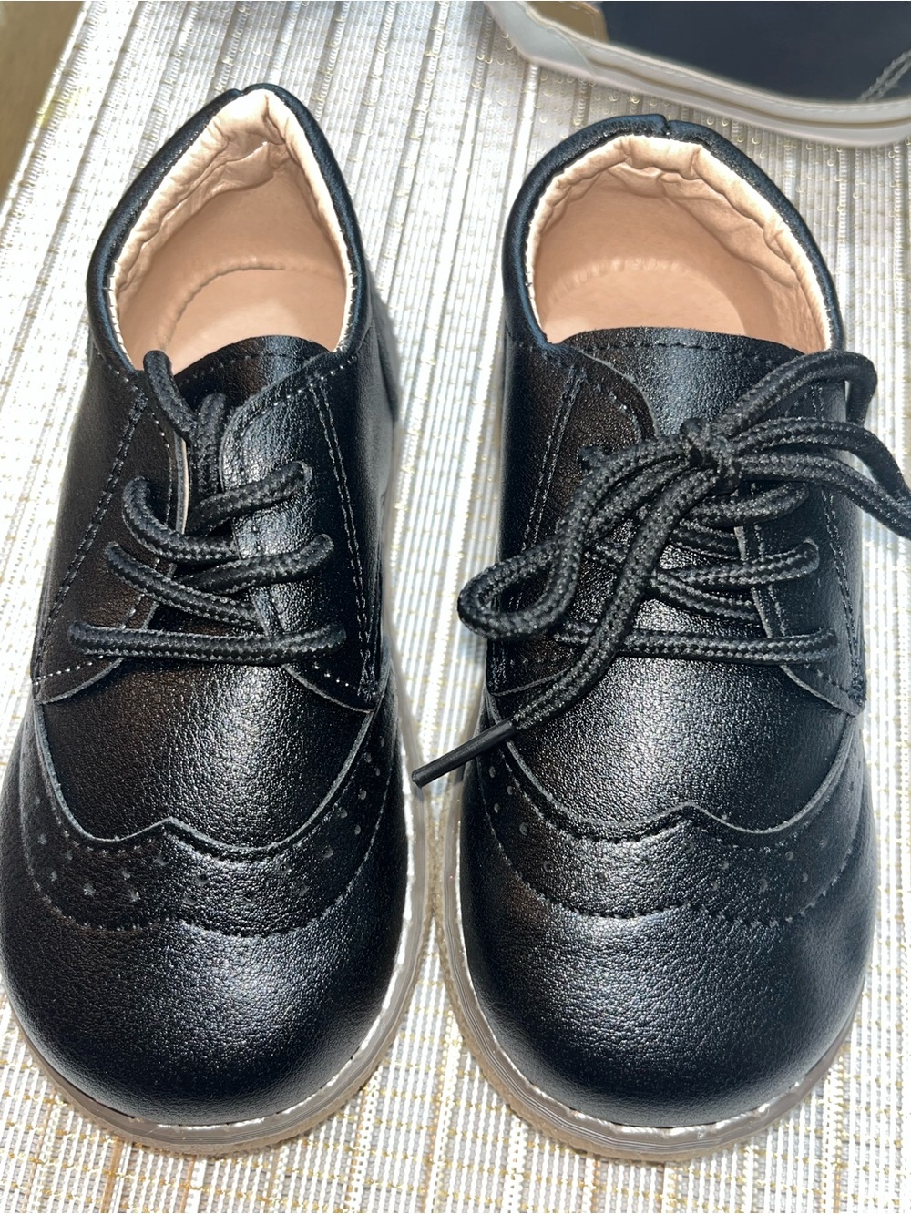 Children's Black Lace-Up Brogue Dress Shoes